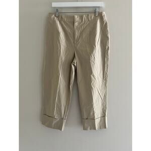 Vintage City Spirit Flat Front Casual Khaki Crop Pants Light Tan Size 14 JJ